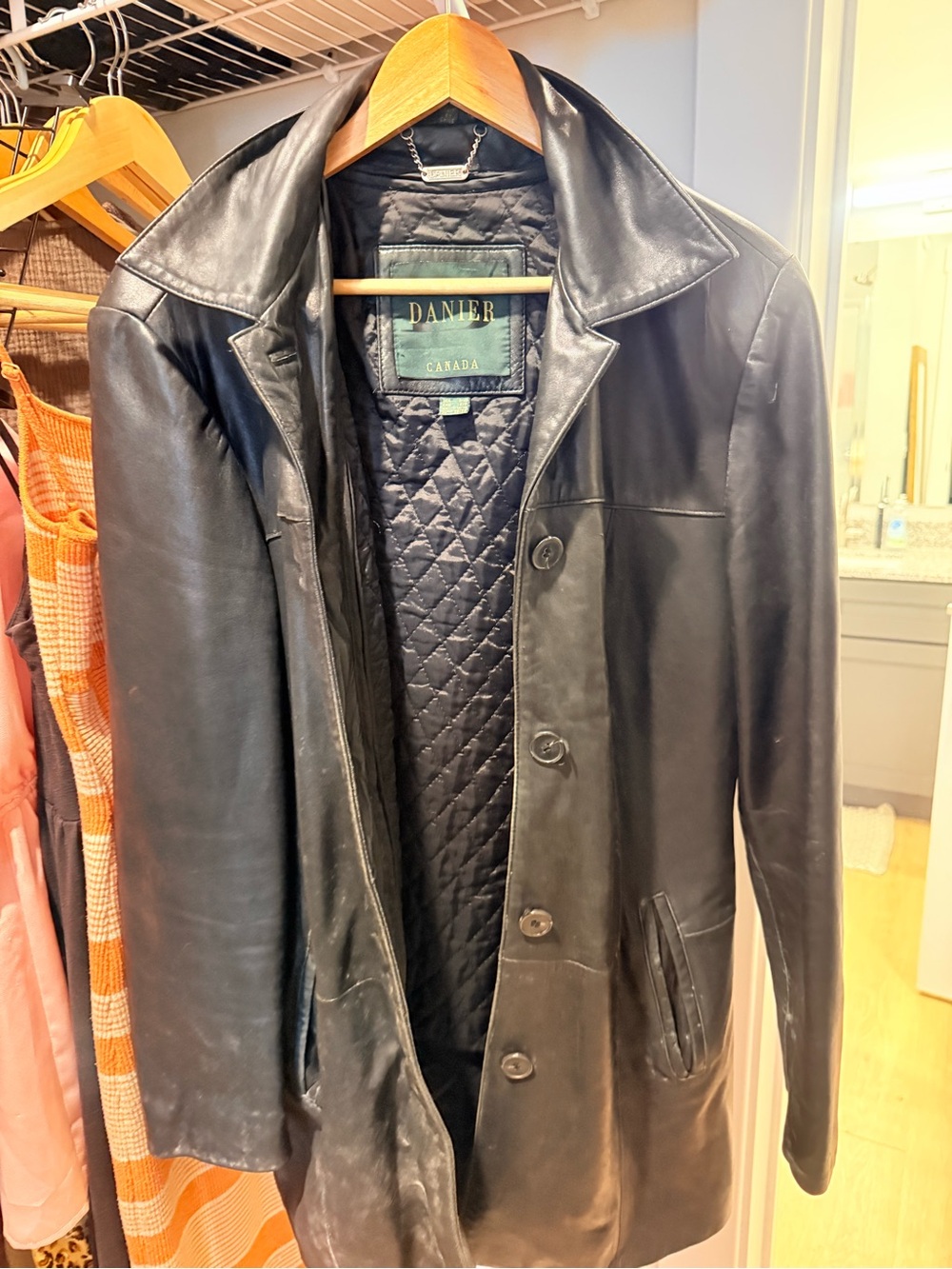 Danier Black Leather Trench Coat